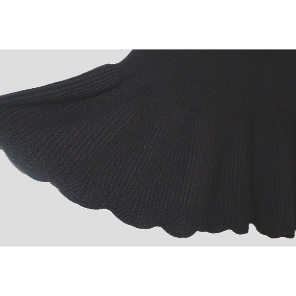 Anthropologie Leifnotes Women's XS Black Ribbed Knit Stretch Waist Sweater Skirt - Picture 2 of 4